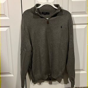 Ralph Lauren Polo XL grey Qtr. zip 100% Cotton Sweater in EUC